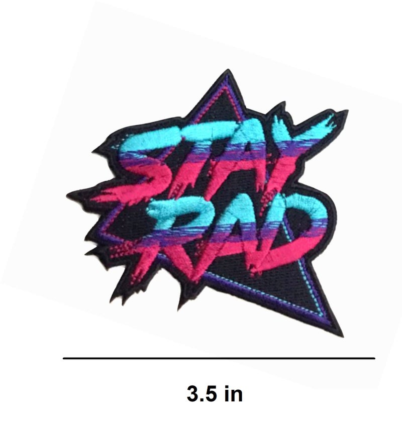 PatchClub - Stay Rad Patch Retro 80s Embroidered Iron, On/Sew On Cool Patch - Image 2